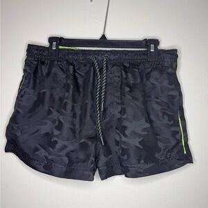 AussieBum Swim Trunks Men's Large Black Camo Neon Green‎